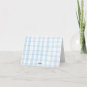 Darling Blue Waterverf Plaid & Bow Baby Dank je Bedankkaart (Achterkant)