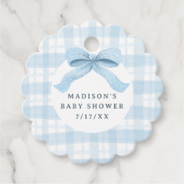 Darling Blue Waterverf Plaid en Bow Baby shower Bedankjes Labels