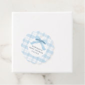 Darling Blue Waterverf Plaid en Bow Baby shower Bedankjes Labels (In situ)