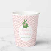 Darling Boxwood Bunny Pink Green Baby Girl Papieren Bekers (Achterkant)