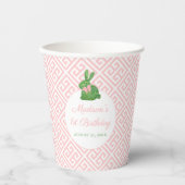 Darling Boxwood Bunny Pink Green Baby Girl Papieren Bekers (Voorkant)