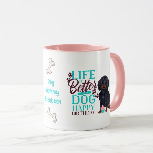 Darling Brown Dachshund Dog houdt van MOM Birthday Mok (Voorkant rechts)