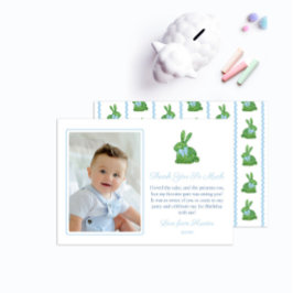 Darling Bunny Green Blue Baby Afbeelding Birthday Bedankkaart