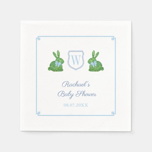 Darling Bunny Monogram Boy Baby shower Brunch Servet (Voorkant)