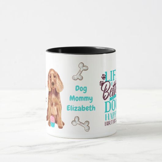 Darling Cocker Spaniel Dog houdt van MOM Birthday Mok (Midden)