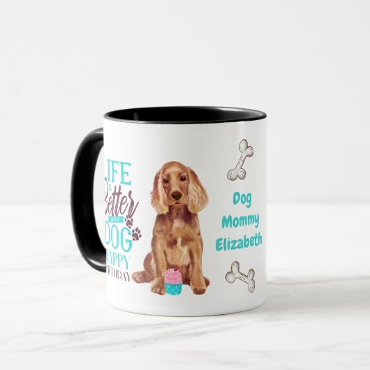 Darling Cocker Spaniel Dog houdt van MOM Birthday Mok (Voorkant links)
