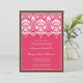 Darling Damask Lace 5x7 Wedding Invitation: roze Kaart (Staand voorkant)