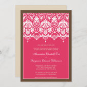 Darling Damask Lace 5x7 Wedding Invitation: roze Kaart (Voorkant / Achterkant)