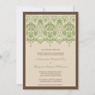 Darling Damask Lace 5x7 Wedding Invitation: slacht Kaart