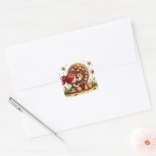 Darling Dandelion Vierkante Sticker (Envelop)