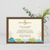 Darling Dinosaurs Birthday Party Invitation Kaart (Staand voorkant)