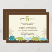 Darling Dinosaurs Birthday Party Invitation Kaart (Voorkant / Achterkant)