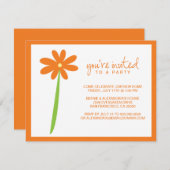 Darling Flower Party Invitation (Oranje) Kaart (Voorkant / Achterkant)