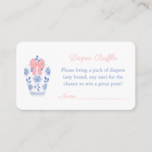 Darling Ginger Jar Girl Baby shower Diaper Raffle Informatiekaartje (Voorkant)