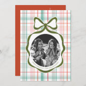 Darling Gingham Bow Foto Kerst Kaart (Voorkant / Achterkant)