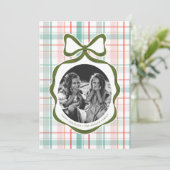Darling Gingham Bow Foto Kerst Kaart (Staand voorkant)
