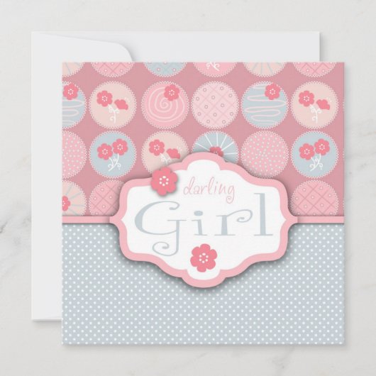 Darling Girl Invitation Square Kaart (Voorkant)
