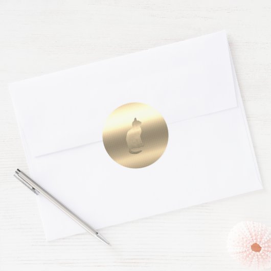 Darling Gold Cat Ronde Sticker (Envelop)