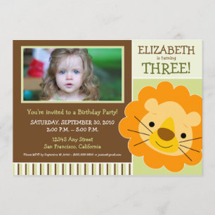 Darling Lion Girls Birthday Party Invite (sage) Kaart
