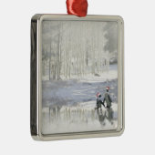 Darling Penguins Ice Skating Holiday Metalen Ornament (Rechts)