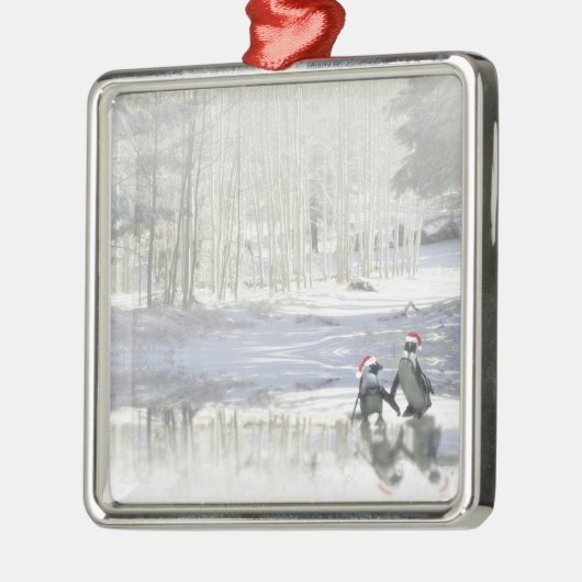 Darling Penguins Ice Skating Holiday Metalen Ornament (Links)