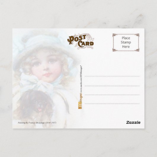 Darling portret van een klein meisje en haar hond briefkaart (Achterkant)