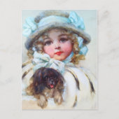 Darling portret van een klein meisje en haar hond briefkaart (Voorkant)