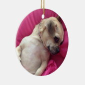 Darling Puppy Chug Dog kerstornament Pink Keramisch Ornament (Rechts)
