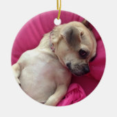 Darling Puppy Chug Dog kerstornament Pink Keramisch Ornament (Voorkant)