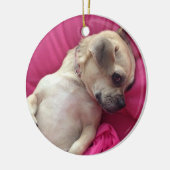 Darling Puppy Chug Dog kerstornament Pink Keramisch Ornament (Links)