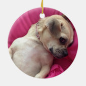 Darling Puppy Chug Dog kerstornament Pink Keramisch Ornament (Achterkant)