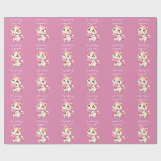 Darling pussy cat Invitation Cadeaupapier (Vlak)