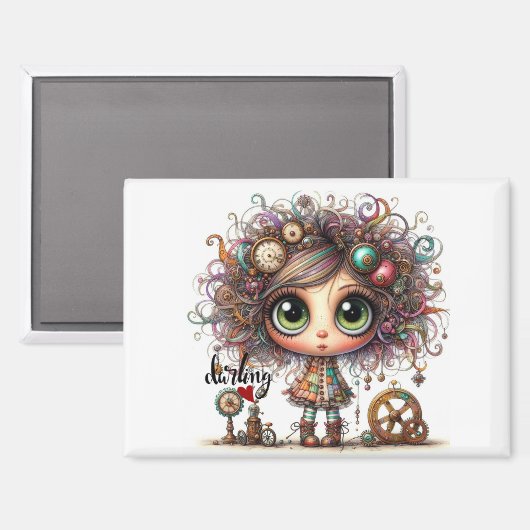 Darling Quirky Steampunk Girl 5300 Magnet (Voorkant / Achterkant)