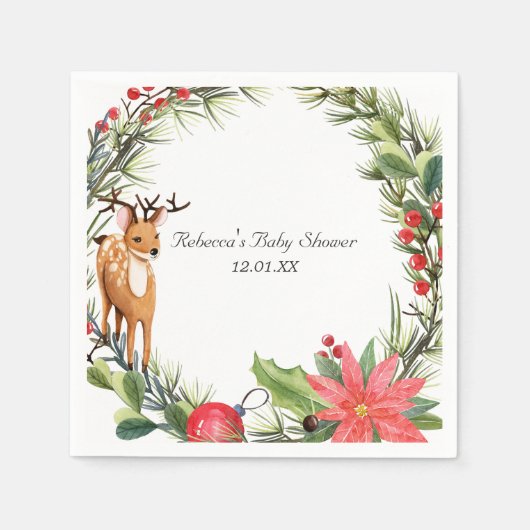 Darling Reindeer | KerstBaby shower Servet (Voorkant)