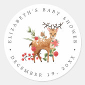 Darling Reindeer | kerstcadeautje voor Baby shower Ronde Sticker (Voorkant)