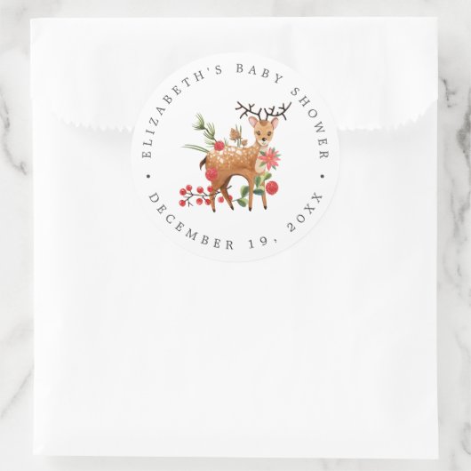 Darling Reindeer | kerstcadeautje voor Baby shower Ronde Sticker (Tas)