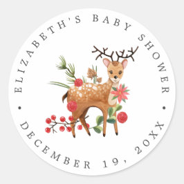 Darling Reindeer | kerstcadeautje voor Baby shower Ronde Sticker