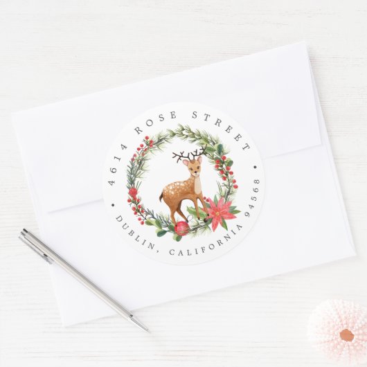 Darling Reindeer | Terugkeeradres kerstBaby Ronde Sticker (Envelop)