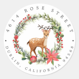 Darling Reindeer | Terugkeeradres kerstBaby Ronde Sticker