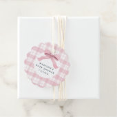 Darling Roze Waterverf Plaid en Bow Baby shower Bedankjes Labels (In situ)