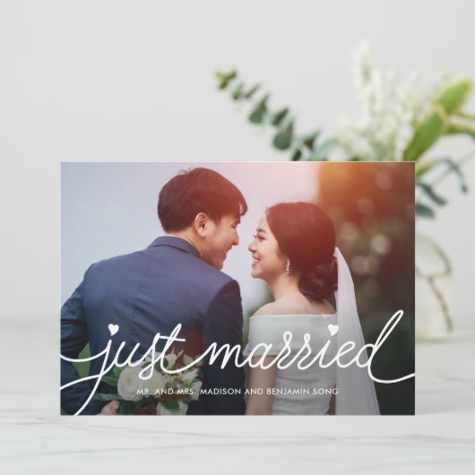 Darling Script Bewerkbare Kleur Trouwaankondiging Bedankkaart (Staand voorkant)