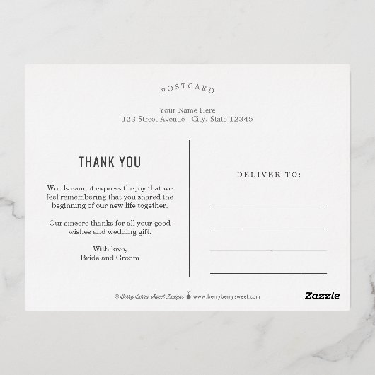 Darling Script FOLIE Dank u Briefkaart (Achterkant)