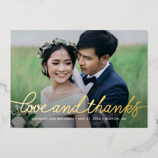 Darling Script REAL FOLIE Foto Hartelijk dank Folie Uitnodiging (Voorkant)