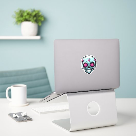 Darling Skull Sticker (Laptop op bureau)