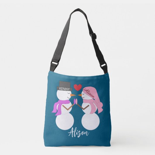 Darling Snowpeople in Love: Deep Sea Blue Crossbody Tas (Voorkant)