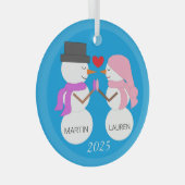 Darling Snowpeople in Love Glas Ornament (Voorkant Rechts)