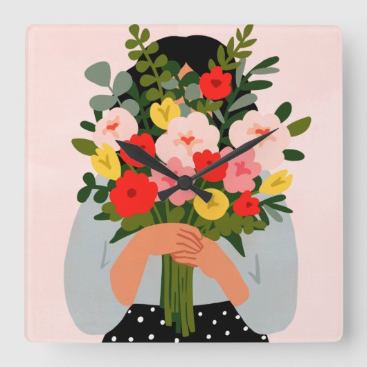 Darling Valentijn II Vierkante Klok (Voorkant)