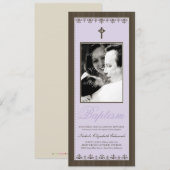 Darling Victoriaans 4x9.25-inch Lila Baptism Uitno Kaart (Voorkant / Achterkant)