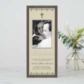 Darling Victoriaans 4x9,25-inch Sepia Baptism Invi Kaart (Staand voorkant)
