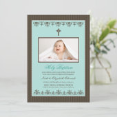 Darling Victoriaans 5x7" Aqua Baptisme Invitation Kaart (Staand voorkant)